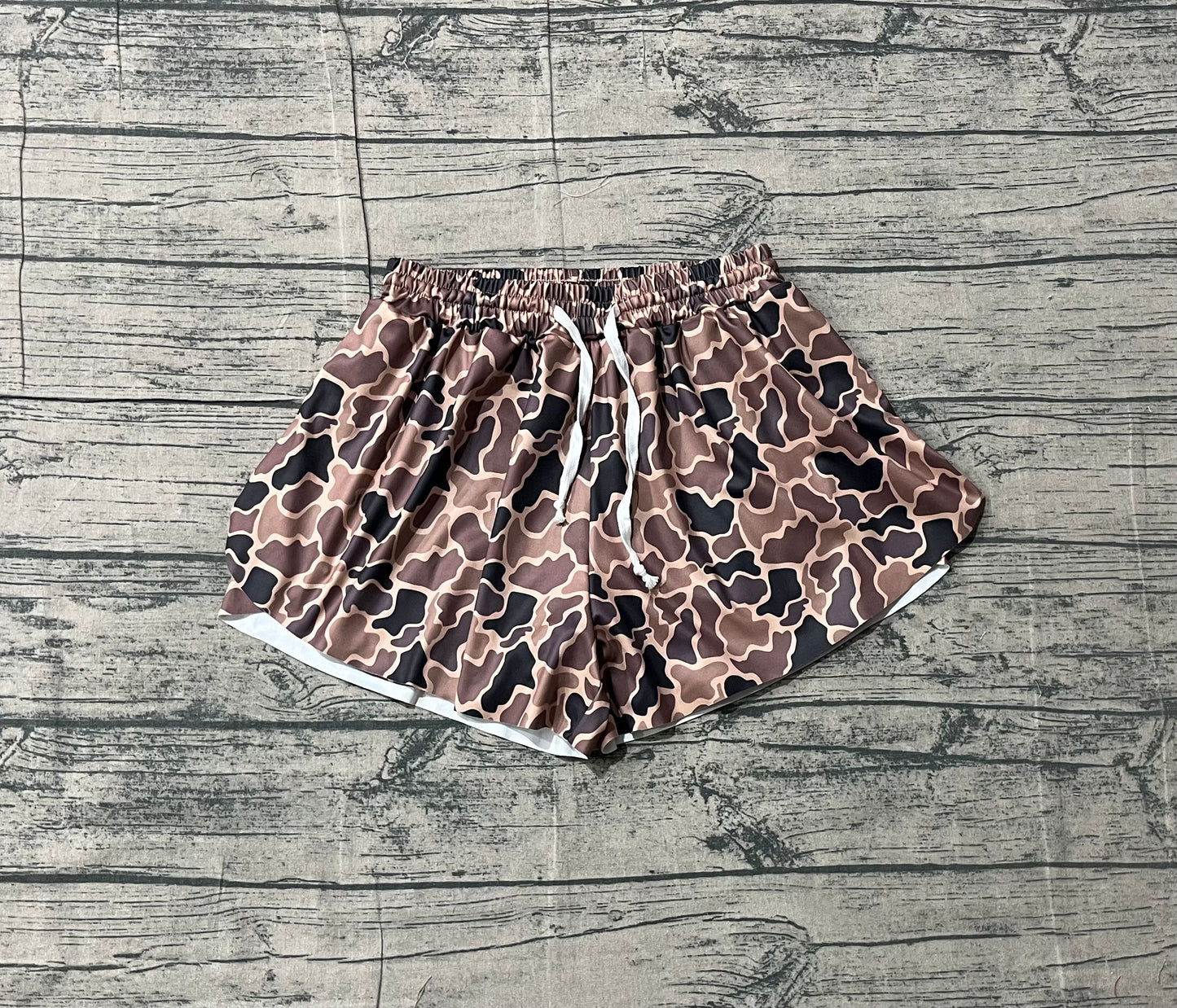Adult Women Southern Brown Camo Yoga Active Ruffle Shorts Bottom