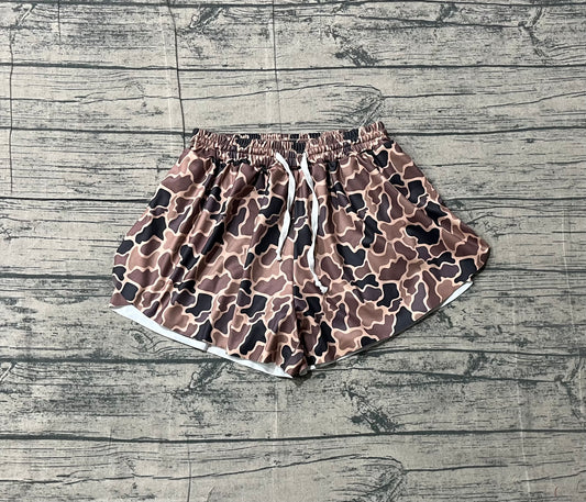 Adult Women Southern Brown Camo Yoga Shorts Bottoms Preorder