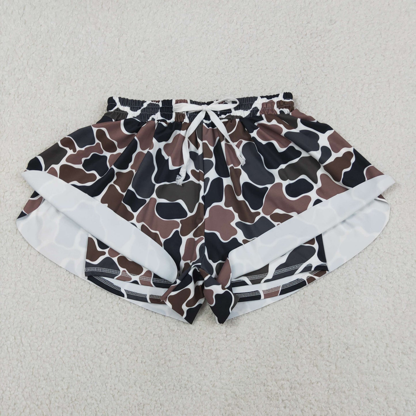 Mama and Me Girls Southern Dark Brown Camo Team Yoga Active Butterfly Shorts Bottom
