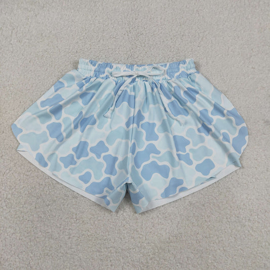 Adult Women Southern Light Blue Camo Yoga Active Shorts Bottoms