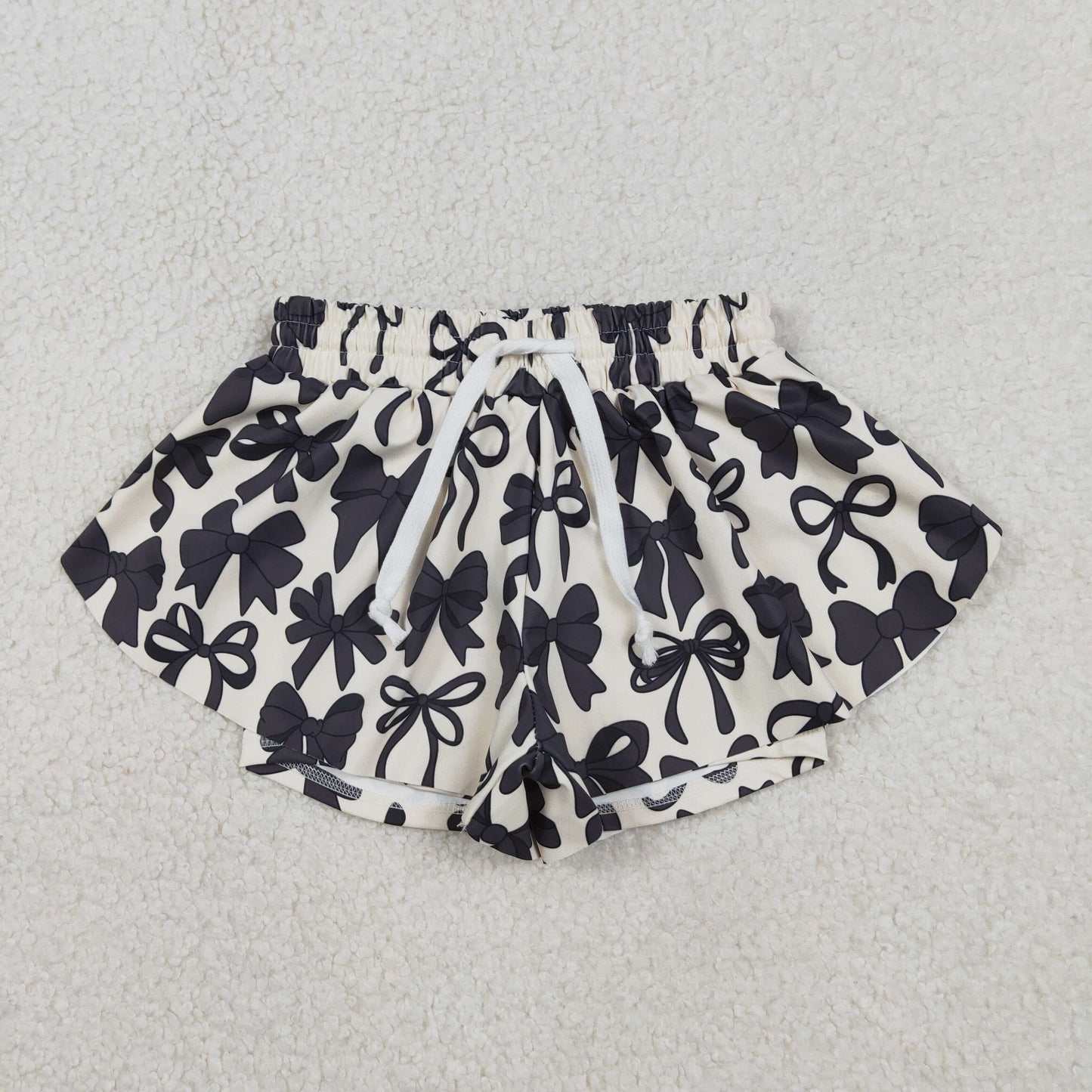 Mama and Me Girls Black Bows Yoga Active Ruffle Shorts Bottom