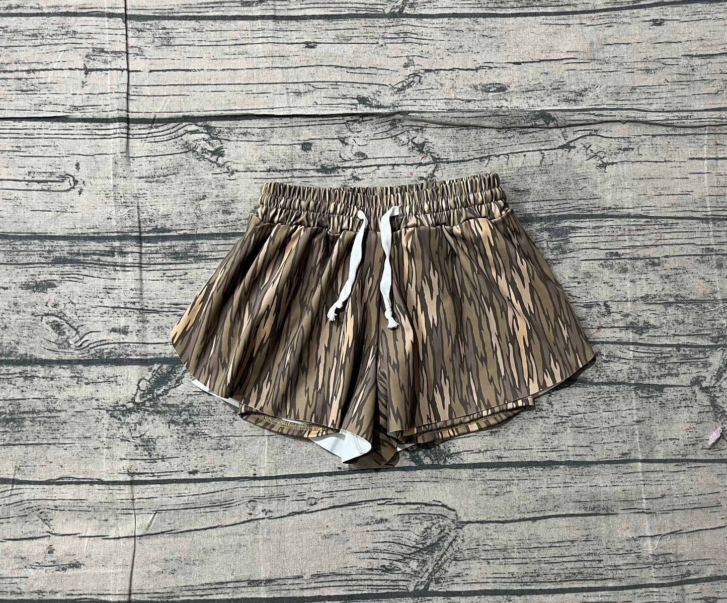 Baby Girls Southern Olive Camo Yoga Active Ruffle Shorts Bottom