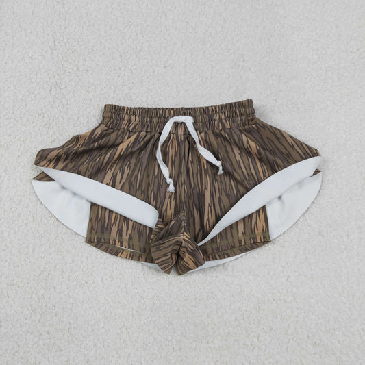 Baby Girls Southern Olive Camo Yoga Active Ruffle Shorts Bottom