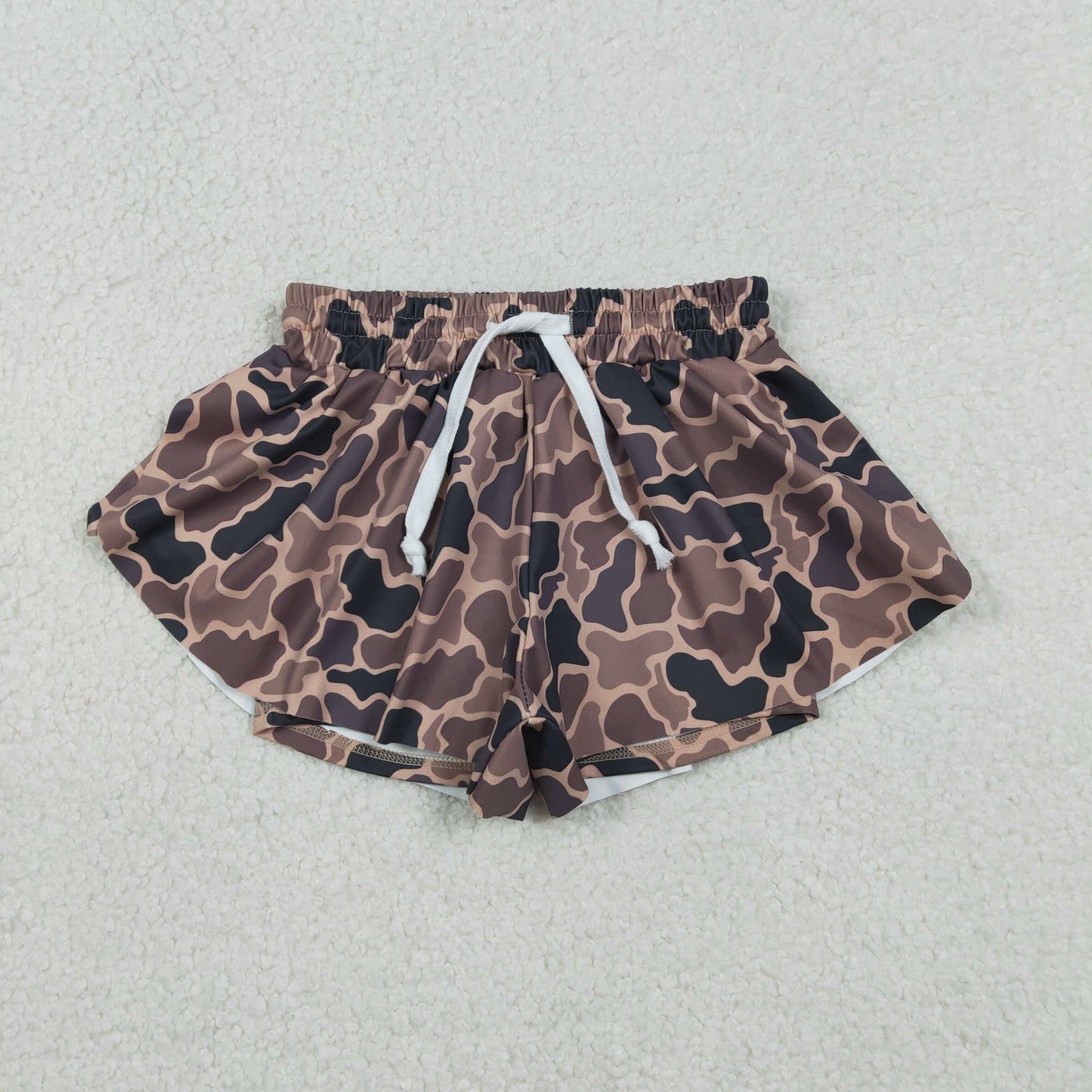 Baby Girls Southern Brown Camo Yoga Active Ruffle Shorts Bottom