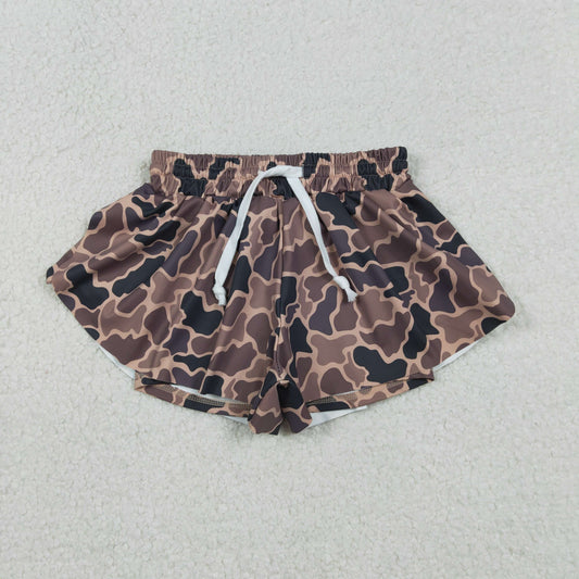 Baby Girls Southern Brown Camo Yoga Active Ruffle Shorts Bottom