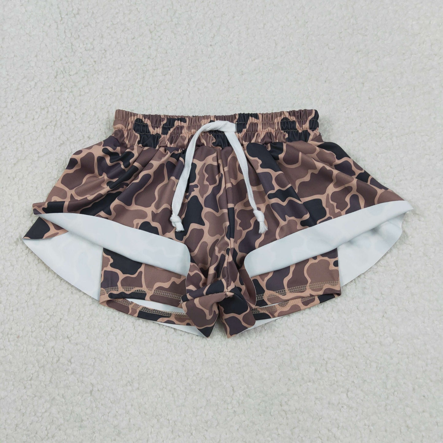 Mama and Me Girls Southern Brown Camo Yoga Active Ruffle Shorts Bottom