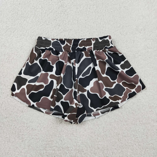 Baby Girls Southern Dark Brown Camo Yoga Active Ruffle Shorts Bottom