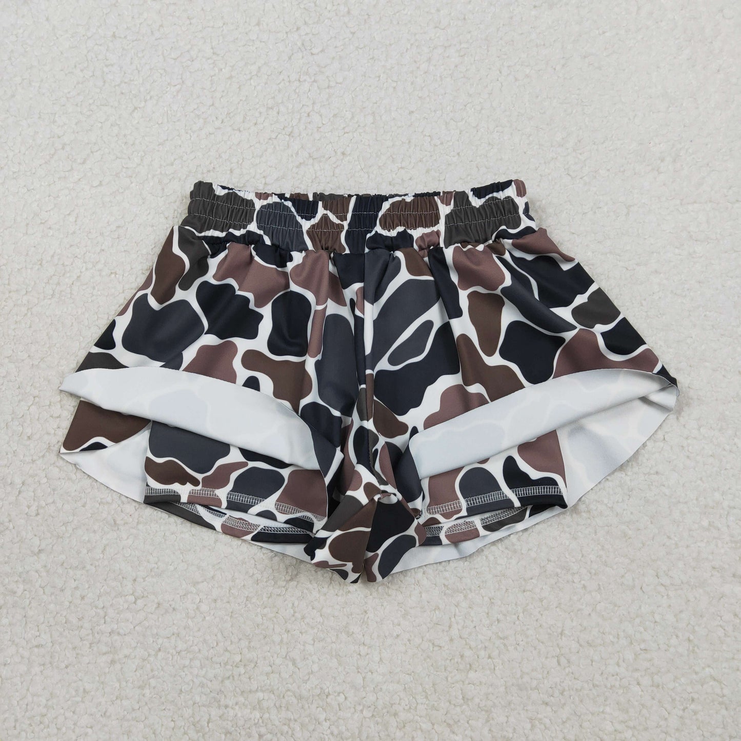 Mama and Me Girls Southern Dark Brown Camo Team Yoga Active Butterfly Shorts Bottom