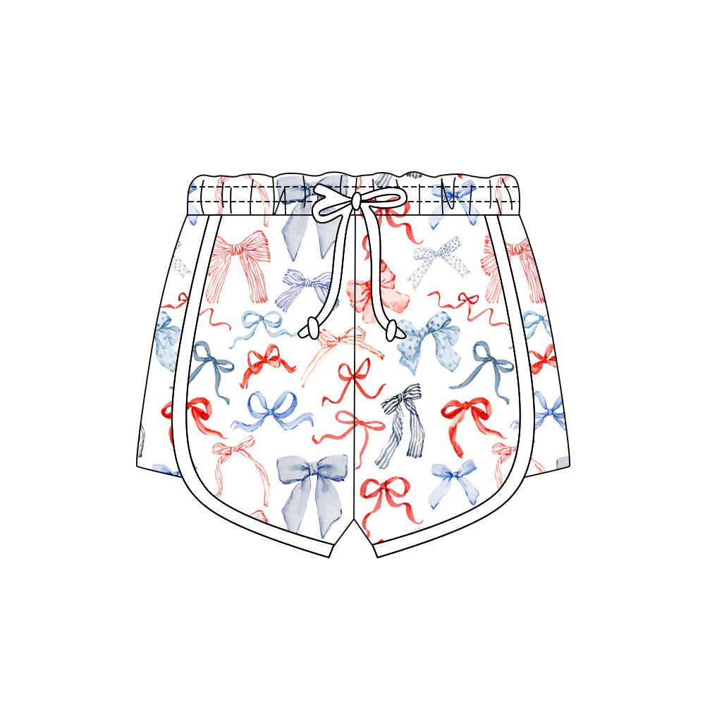 Baby Girls Red Blue Bows 4th of July Shorts Bottom Preorder