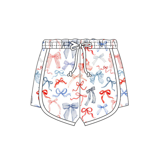 Baby Girls Red Blue Bows 4th of July Shorts Bottom Preorder
