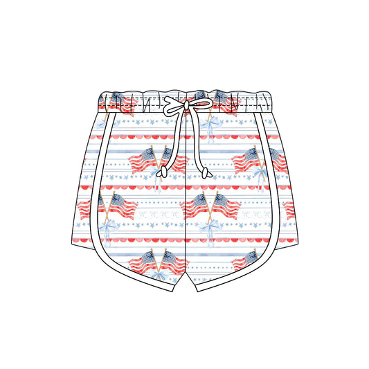 Baby Girls Red Blue Stars Flags Stripe 4th of July Shorts Bottom Preorder