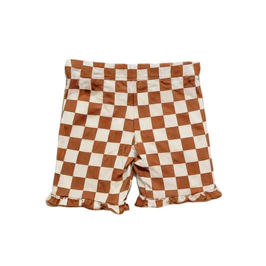 Baby Girls Khaki Checked Ruffle Shorts Bottom Preorder