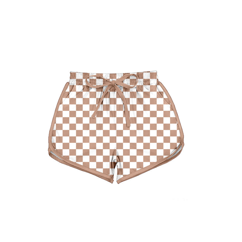 Adult Women Khaki Checked Pockets Shorts Bottom Preorder