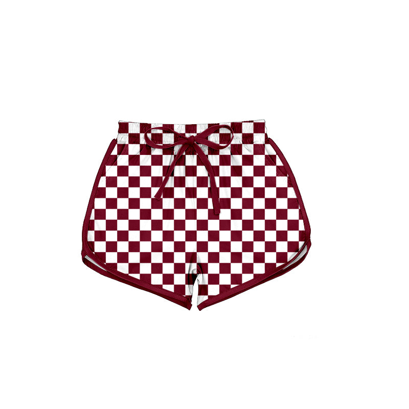 Adult Women Red Checked Pockets Shorts Bottom Preorder