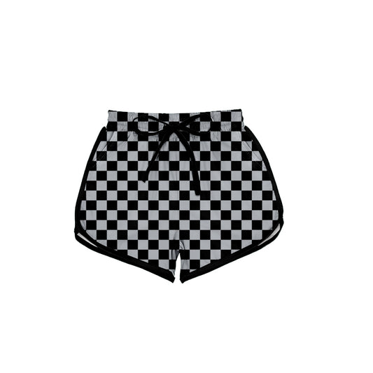 Adult Women Black Checked Pockets Shorts Bottom Preorder