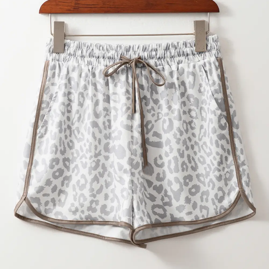 Adult Women Grey Leopard Pockets Shorts Bottom Preorder