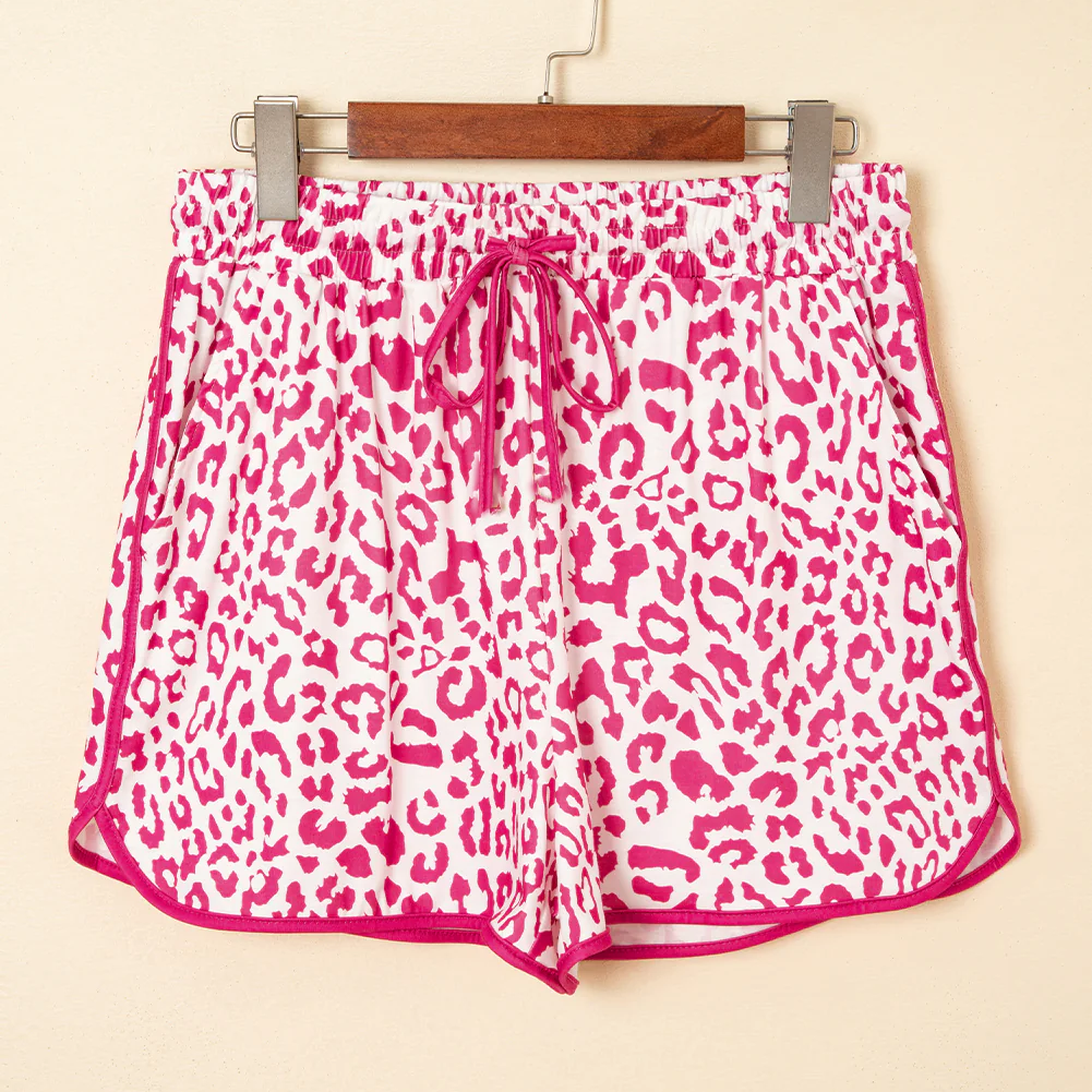 Adult Women Pink Leopard Pockets Shorts Bottom Preorder