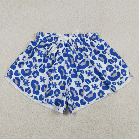 Mama and Me Girls Blue Leopard UK Team Yoga Active Butterfly Shorts Bottom