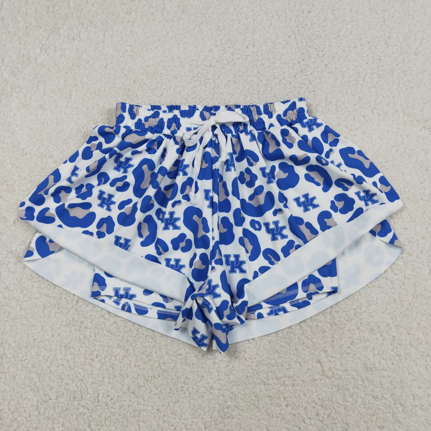 Adult Women Blue Leopard UK Team Yoga Active Butterfly Shorts Bottoms