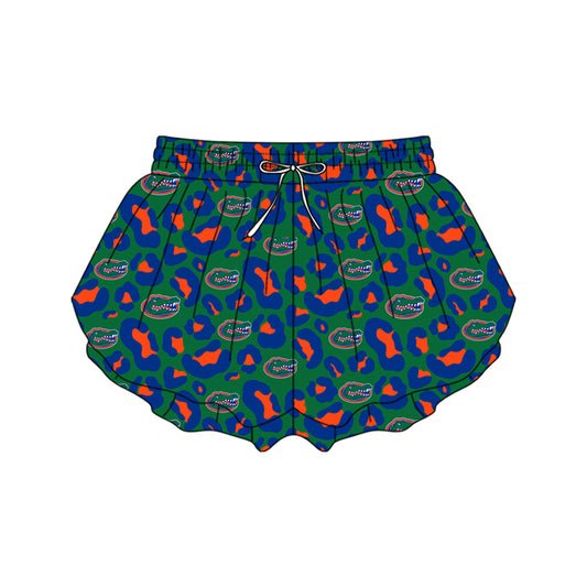 Adult Women Green Leopard Crocodiles Team Yoga Active Ruffle Shorts Bottoms Preorder