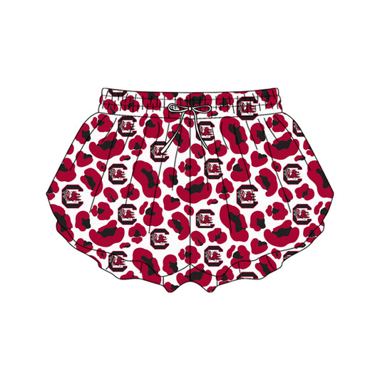 Adult Women Red Leopard C Bulls Team Yoga Active Ruffle Shorts Bottoms Preorder