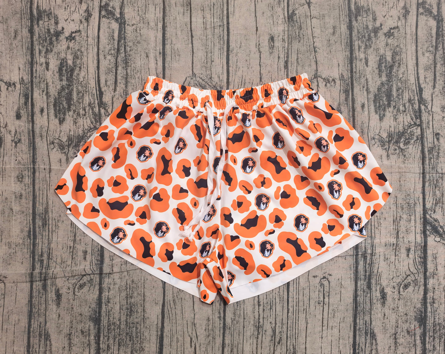 Adult Women Orange Leopard Dogs Team Yoga Active Butterfly Shorts Bottoms