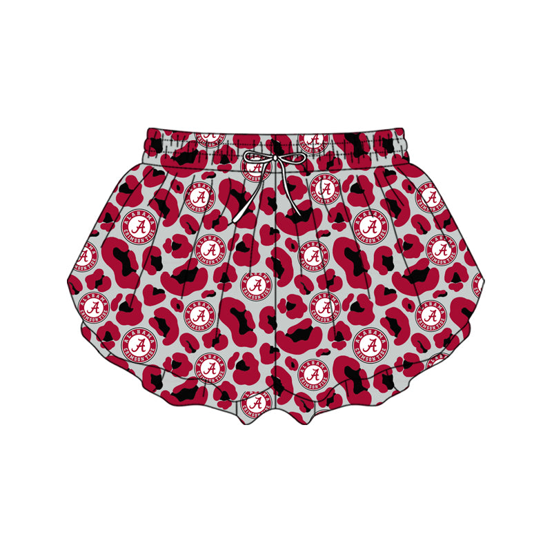 Adult Women Red Leopard A Team Yoga Active Ruffle Shorts Bottoms Preorder