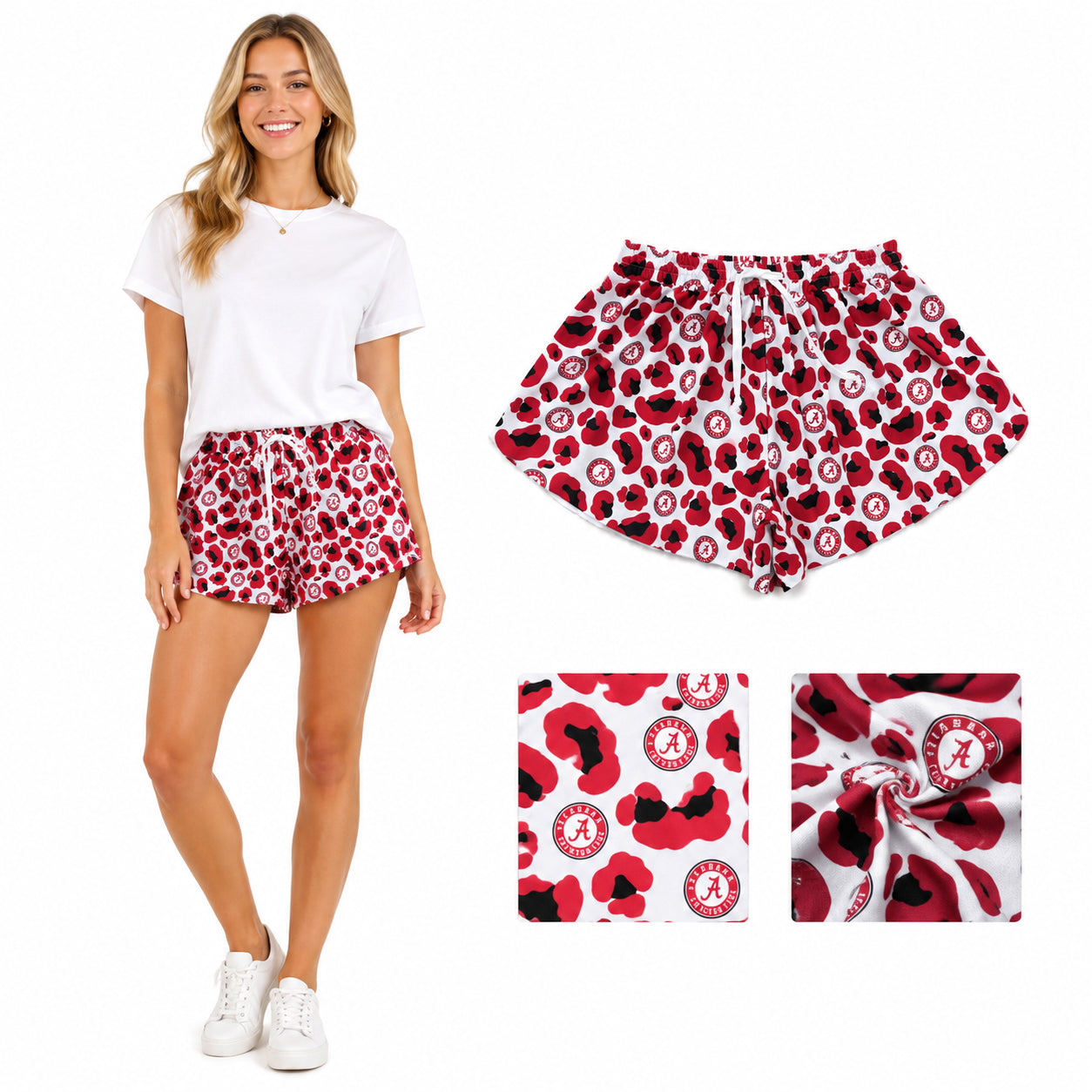 Adult Women Red Leopard Alabama Team Yoga Active Butterfly Shorts Bottoms