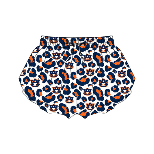 Adult Women Navy Leopard AU Team Yoga Active Ruffle Shorts Bottoms Preorder