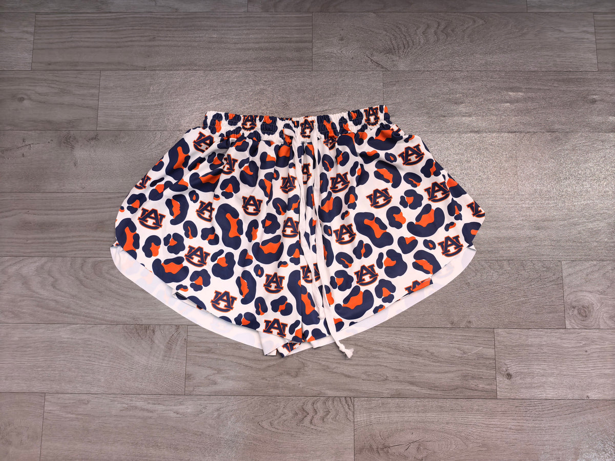 Adult Women Navy Leopard AU Team Yoga Active Ruffle Shorts Bottoms Preorder