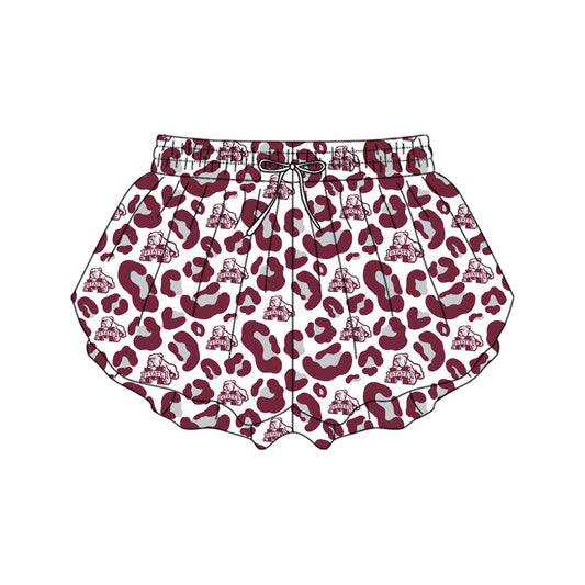 Adult Women Red Leopard State Dogs Team Yoga Active Ruffle Shorts Bottoms Preorder
