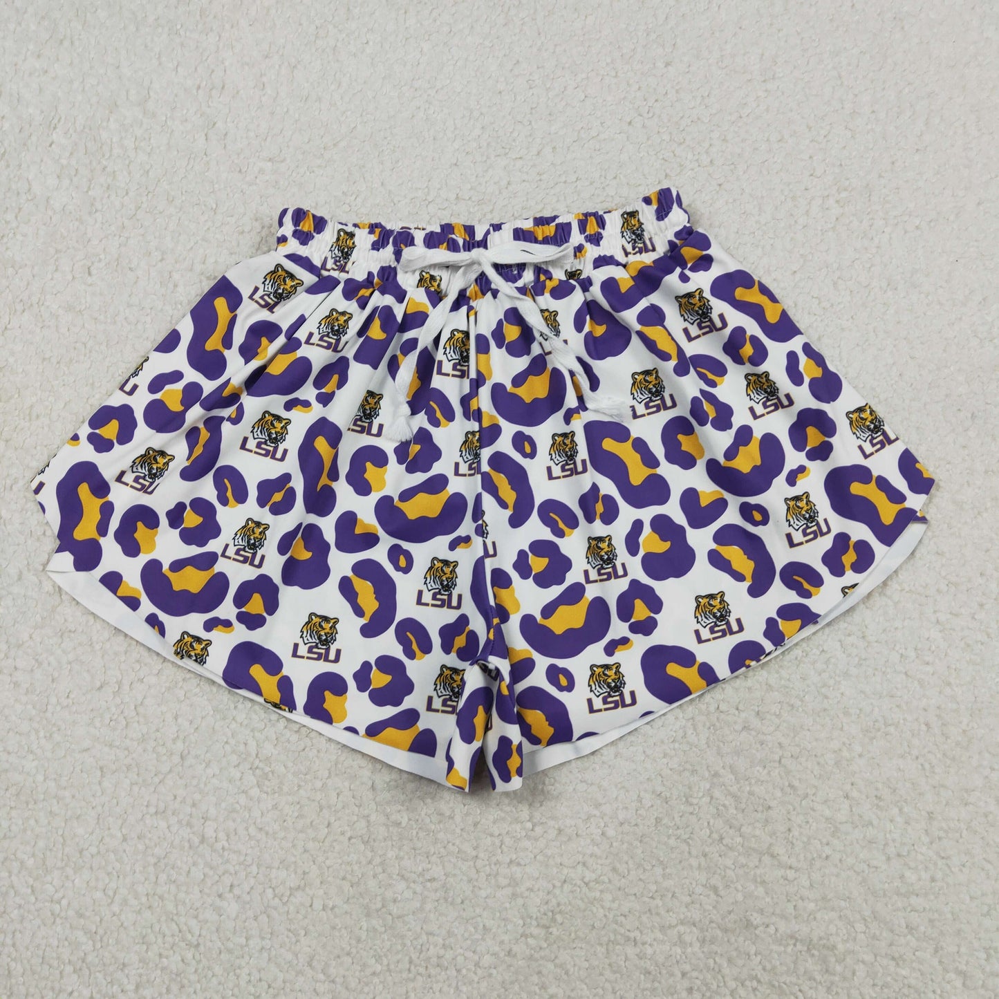 Sibling Baby Girls Bows LSU Tigers Team Clothes Sets Polo Shirt Yoga Active Knee Length Dress Butterfly Shorts