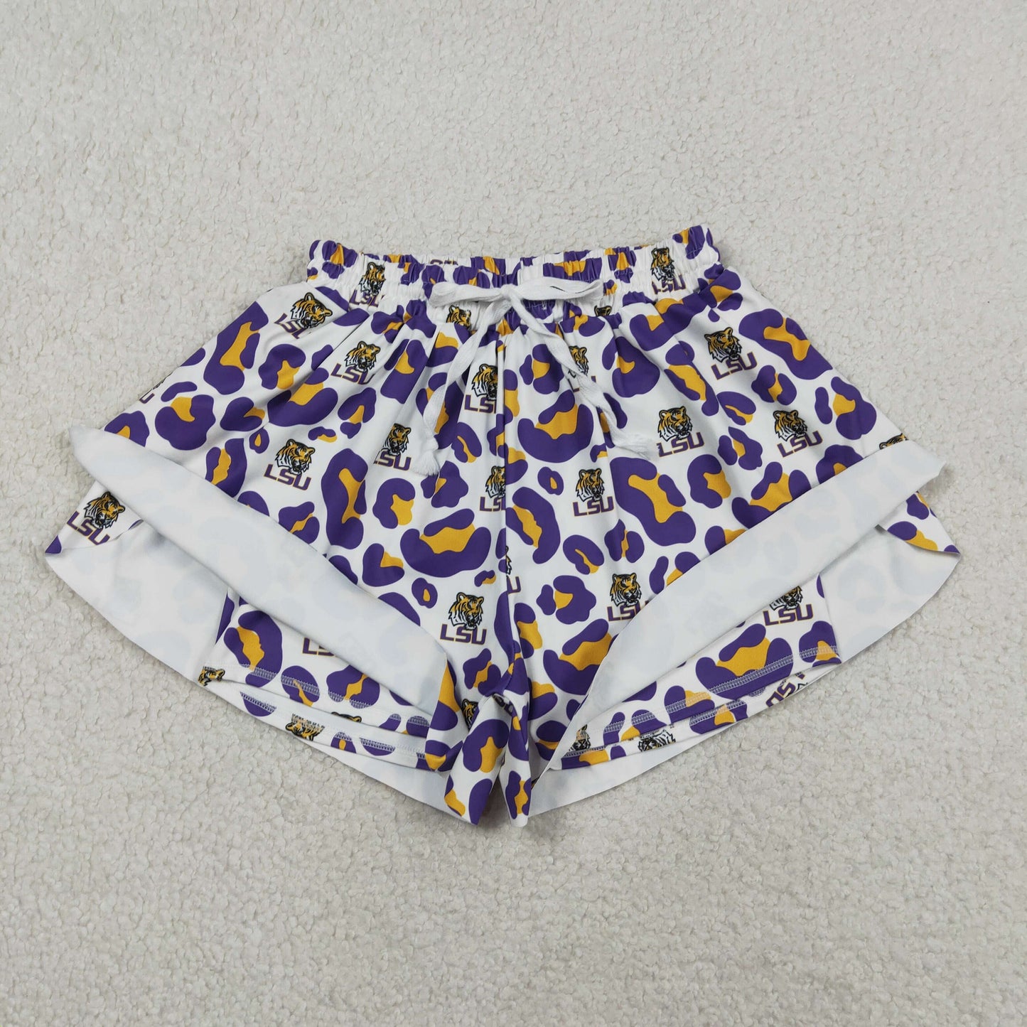 Adult Women Leopard LSU Tigers Team Yoga Active Butterfly Shorts Bottoms