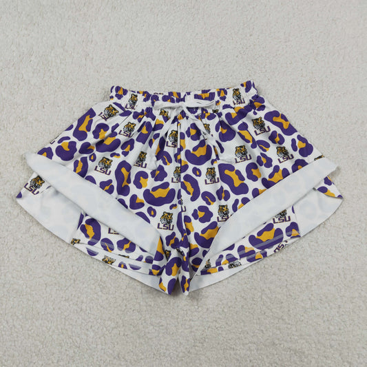 Adult Women Leopard LSU Tigers Team Yoga Active Butterfly Shorts Bottoms