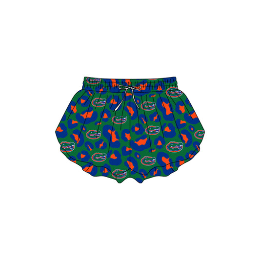 Baby Girls Green Leopard Crocodiles Yoga Active Team Ruffle Shorts Bottom Preorder
