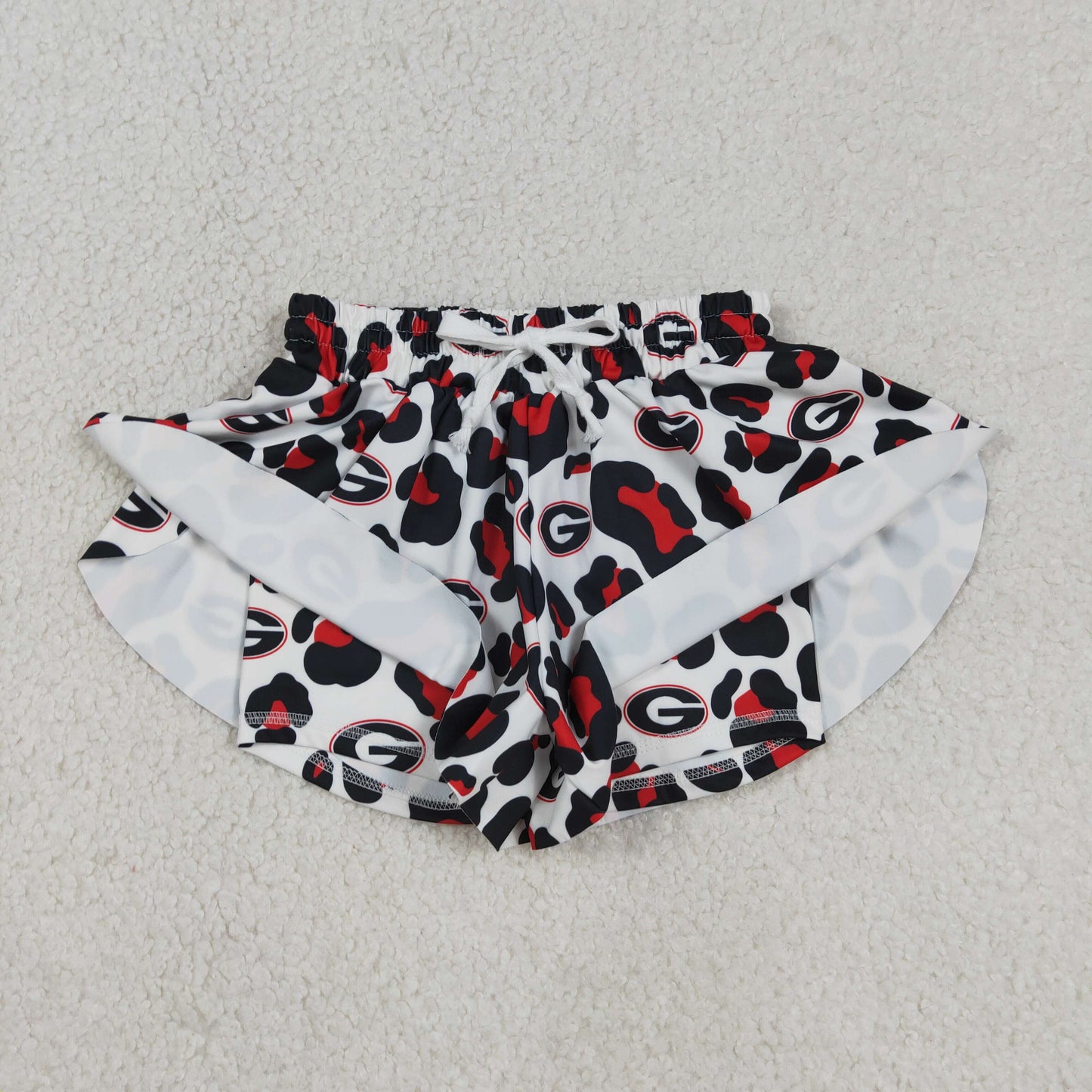 Baby Girls Black Leopard G Yoga Active Team Ruffle Shorts Bottom