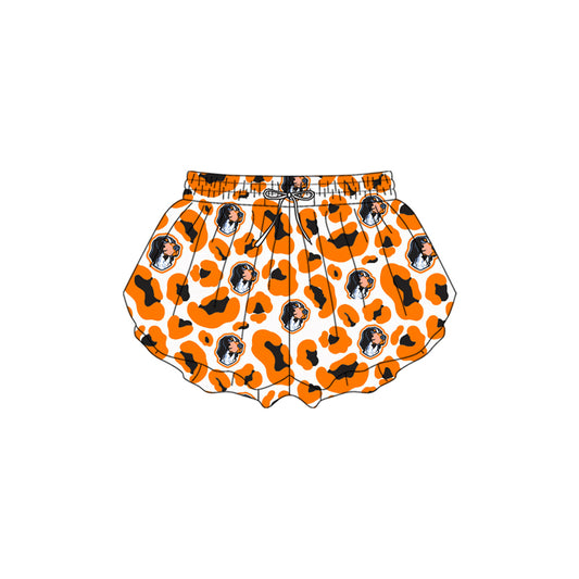 Baby Girls Orange Leopard Dogs Yoga Active Team Ruffle Shorts Bottom Preorder