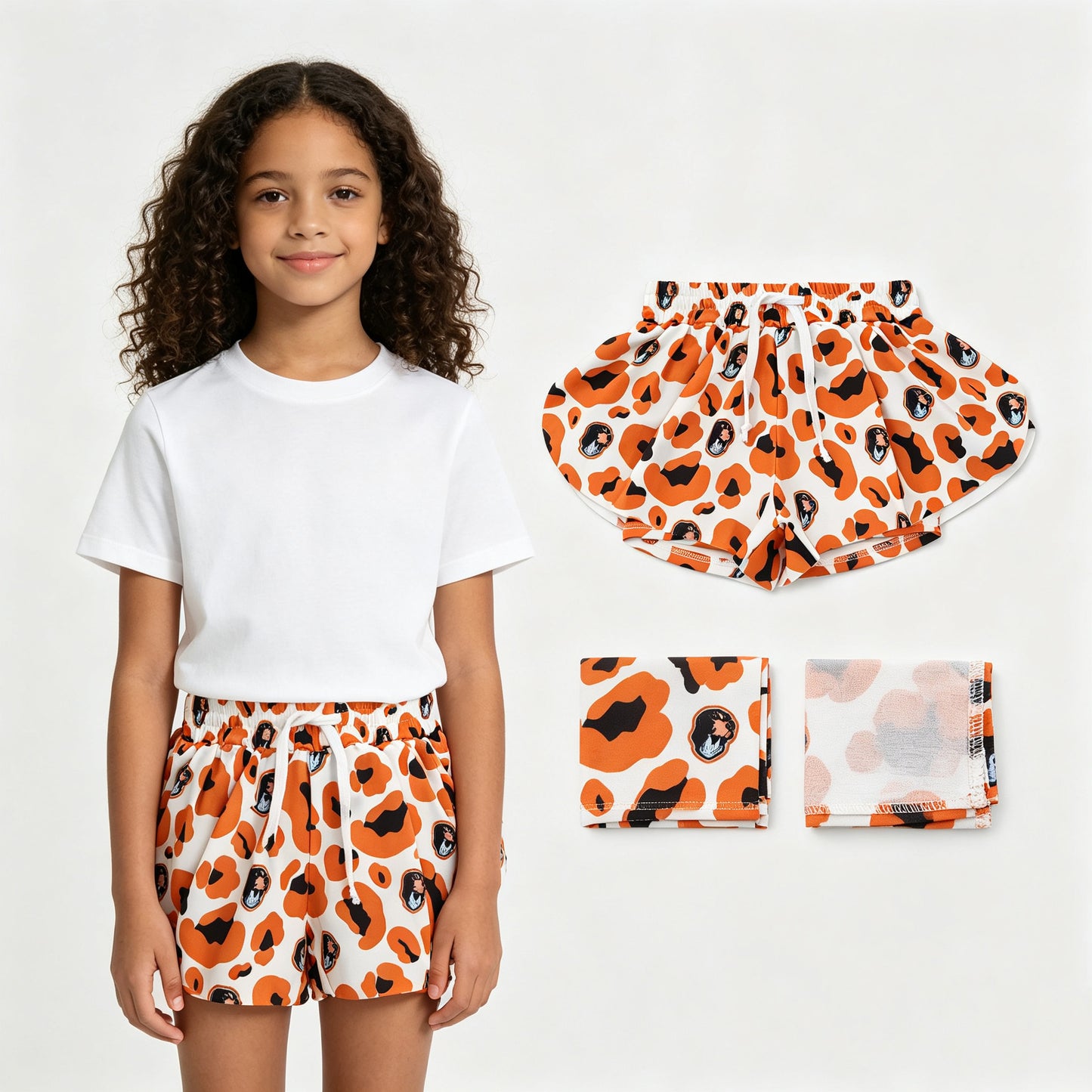 Baby Girls Orange Leopard Vols Yoga Active Team Butterfly Shorts Bottom