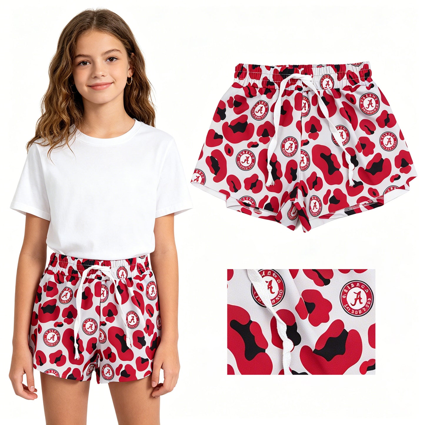 Baby Girls Red Leopard A Team Yoga Active Butterfly Shorts Bottom