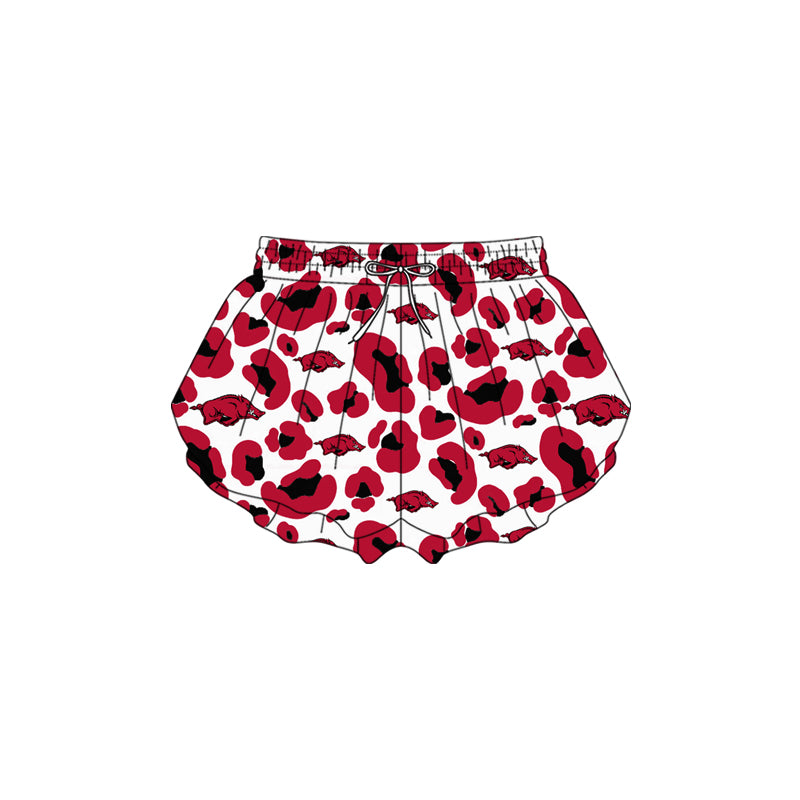 Baby Girls Red Leopard Bulls Yoga Active Team Ruffle Shorts Bottom Preorder
