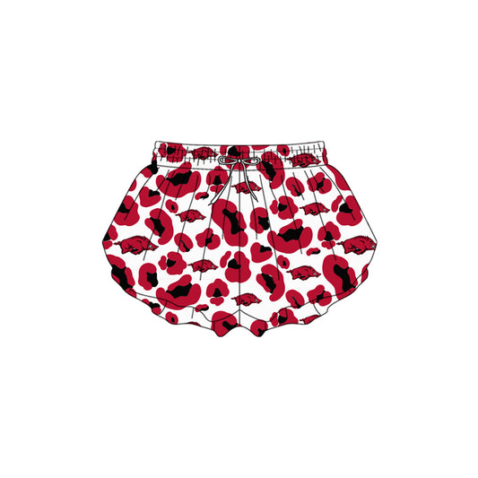 Baby Girls Red Leopard Bulls Yoga Active Team Ruffle Shorts Bottom Preorder