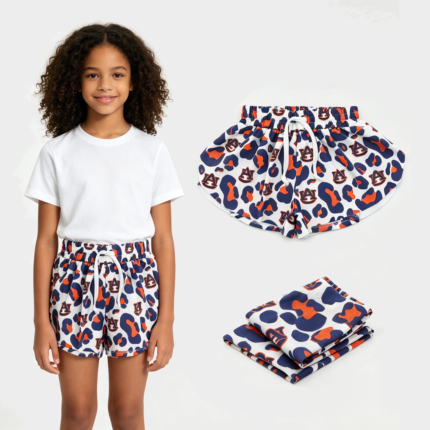 Baby Girls Navy Leopard AU Yoga Active Team Butterfly Shorts Bottom