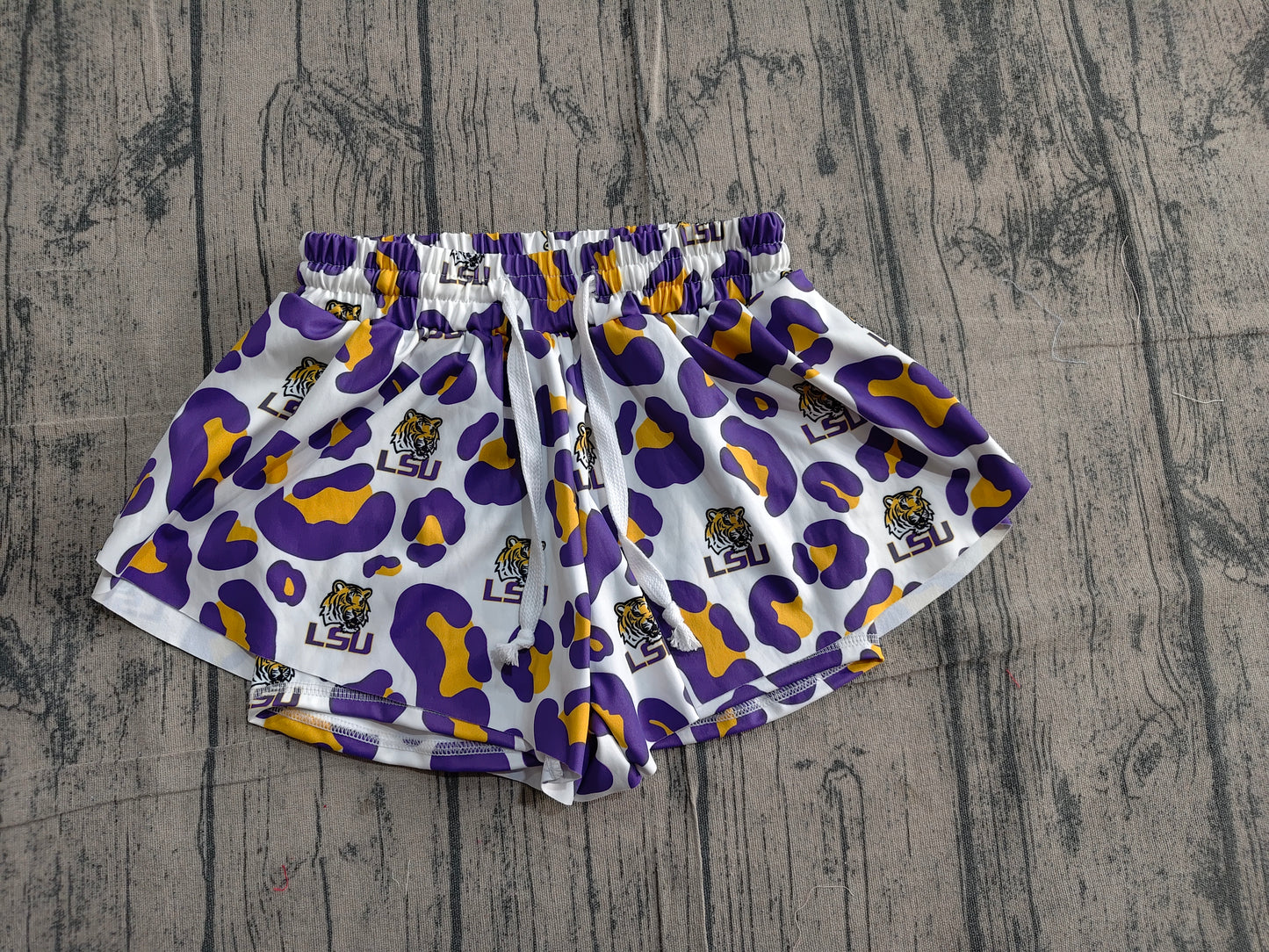 Baby Girls Purple Leopard LSU Tigers Yoga Active Team Butterfly Shorts Bottom