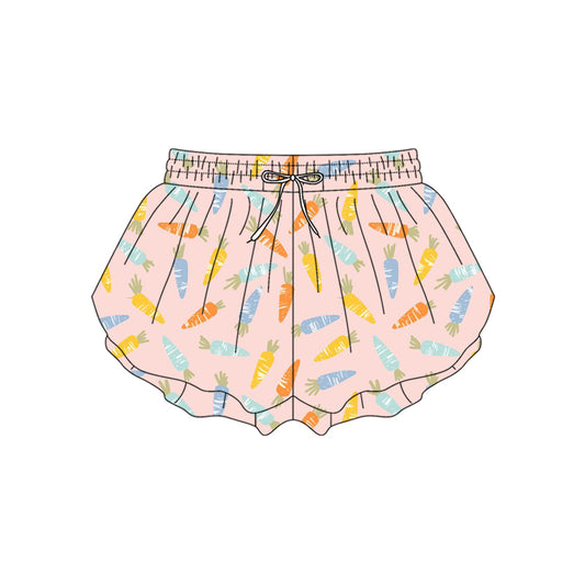 Adult Women Colorful Carrots Easter Yoga Active Ruffle Shorts Bottoms Preorder