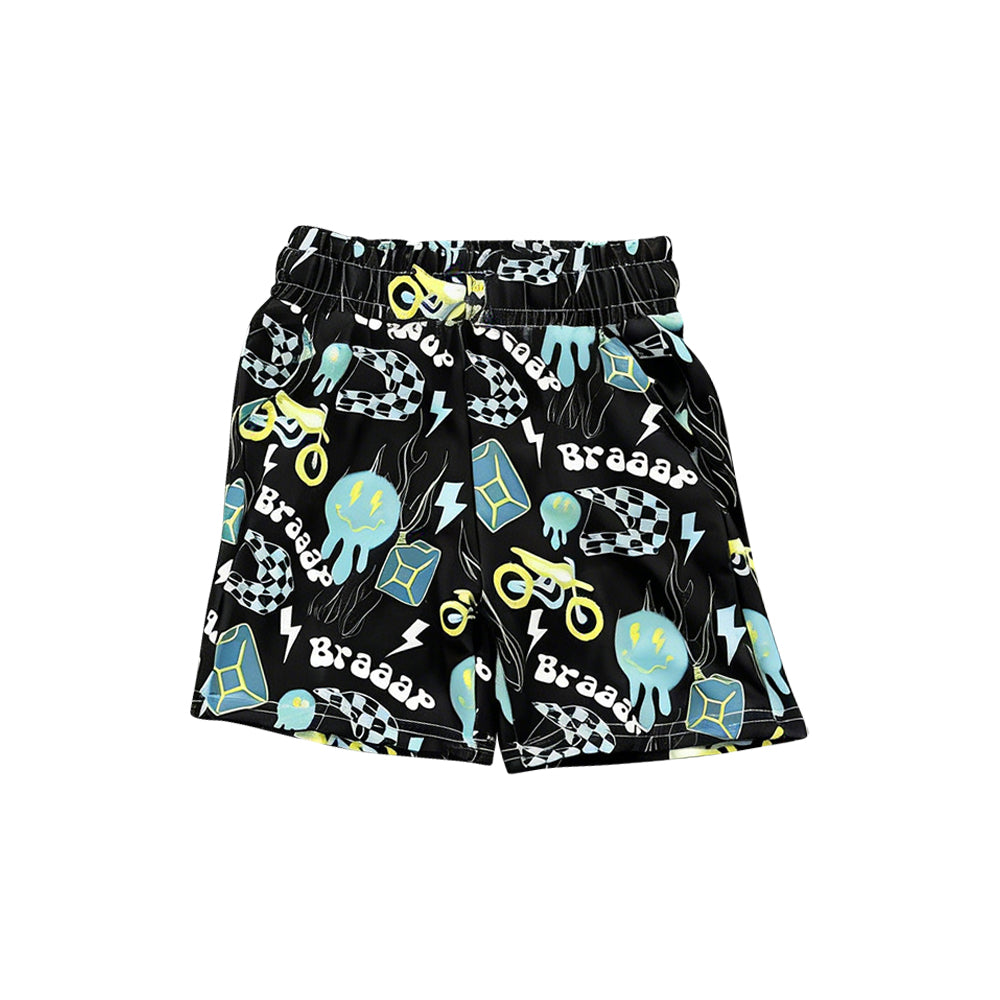 Baby Boys Black Motors Smiles Pockets Short Bottom Preorder