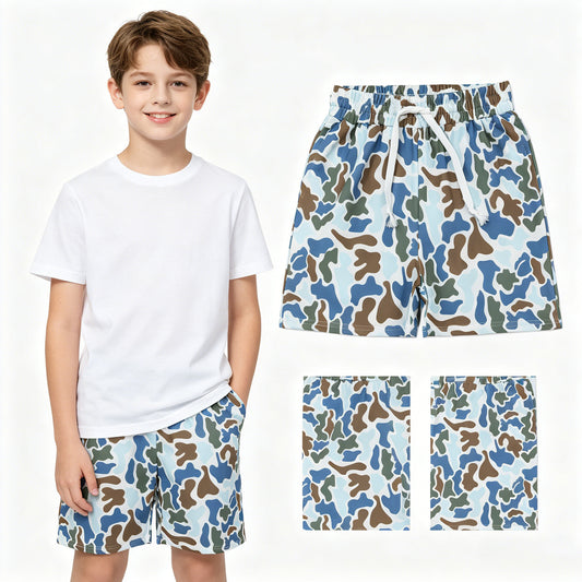 Baby Boys Southern Brown Blue Camo Pockets Shorts Bottom