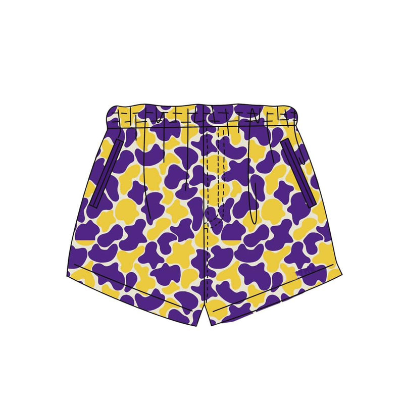 Baby Boys Purple Yellow Camo Team Pockets Shorts Bottom Preorder