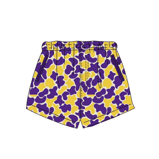 Baby Boys Purple Yellow Camo Team Pockets Shorts Bottom Preorder