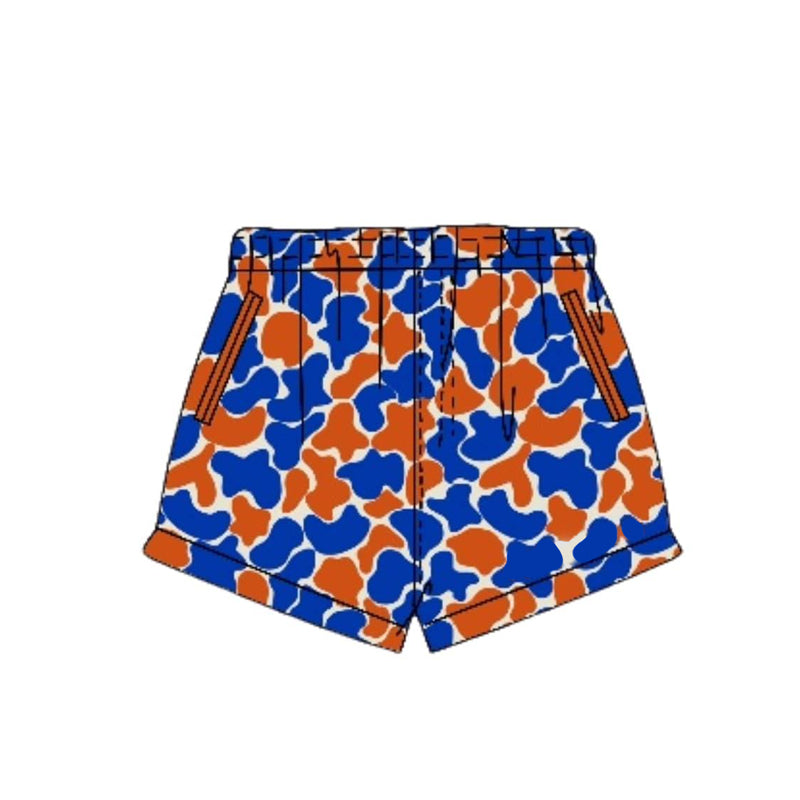 Baby Boys Blue Orange Camo Team Pockets Shorts Bottom Preorder