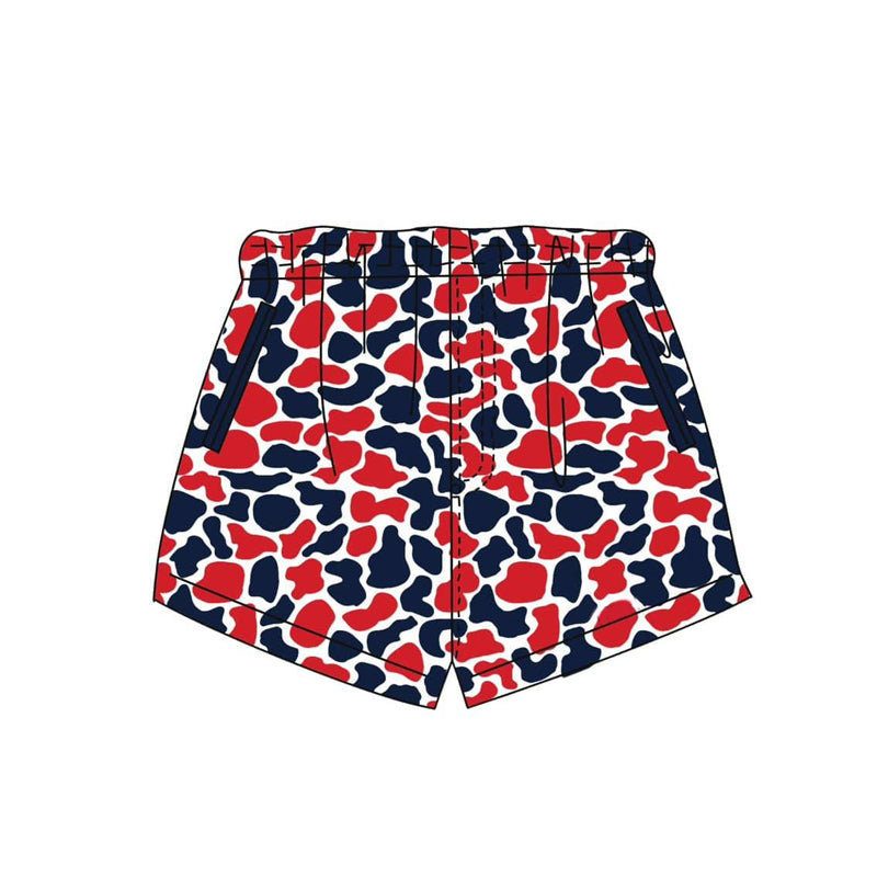 Baby Boys Red Navy Camo Team Pockets Shorts Bottom Preorder